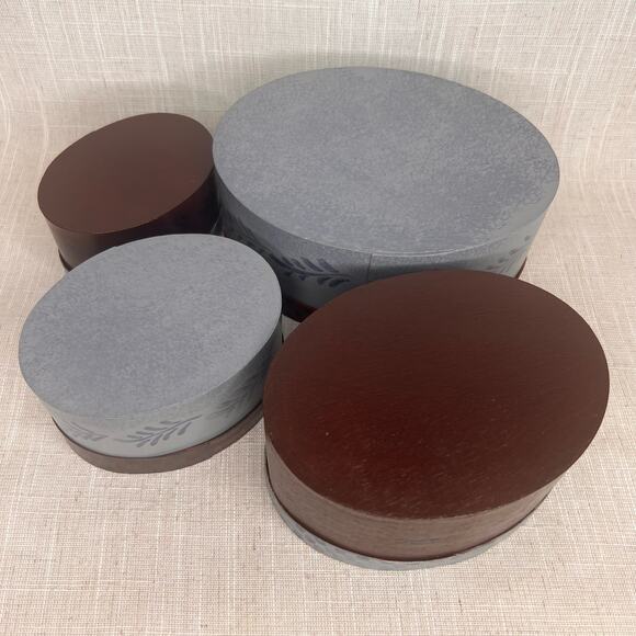 Set of 4 Handpainted Wood Bentwood Oval Nesting Pantry Boxes Pennsylvania - Picture 11 of 15